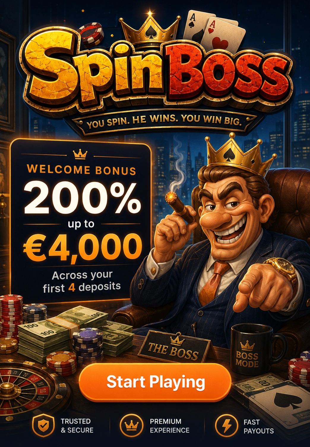 Spinboss Casino Affiliate-Landing-Vorschau